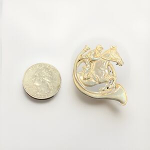 Rare H&H Sterling Silver Fox Hunt Horse Trumpet Ornate Brooch Racing Riding